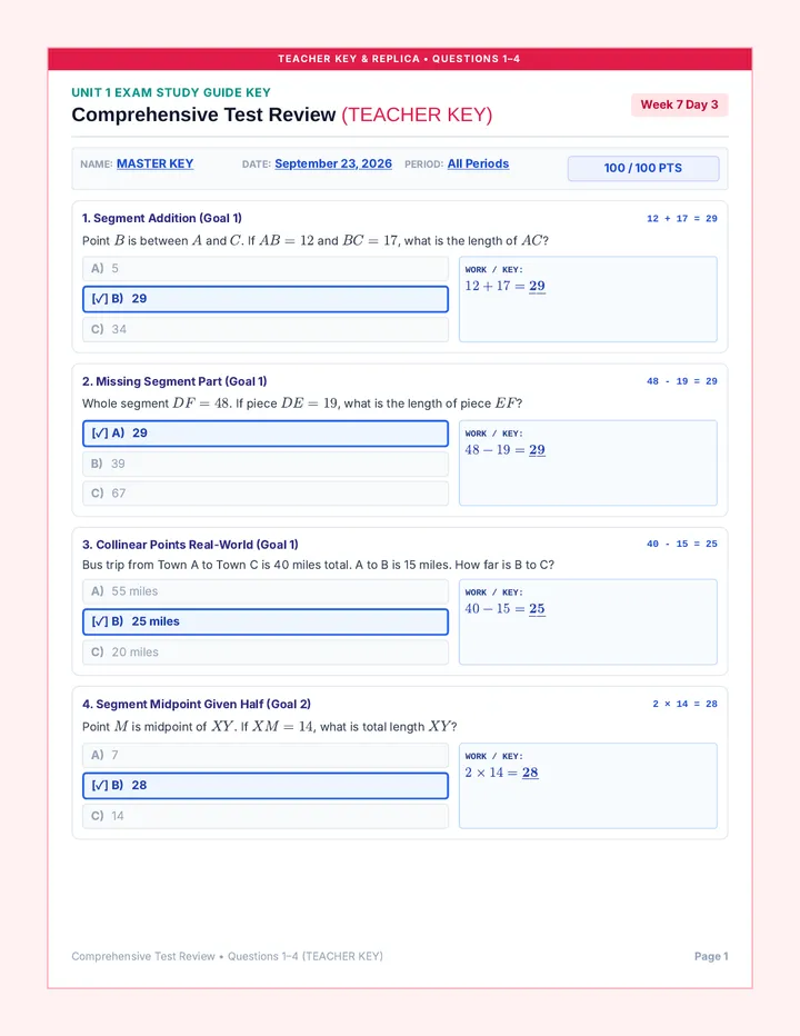 Unit Comprehensive Review Teacher Packet