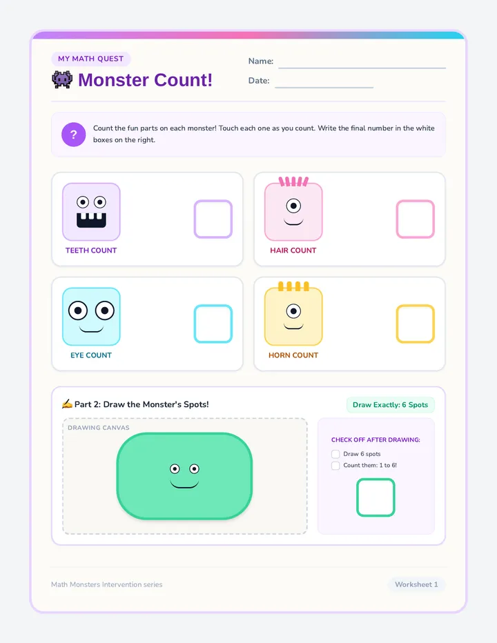 Monster Count Worksheet
