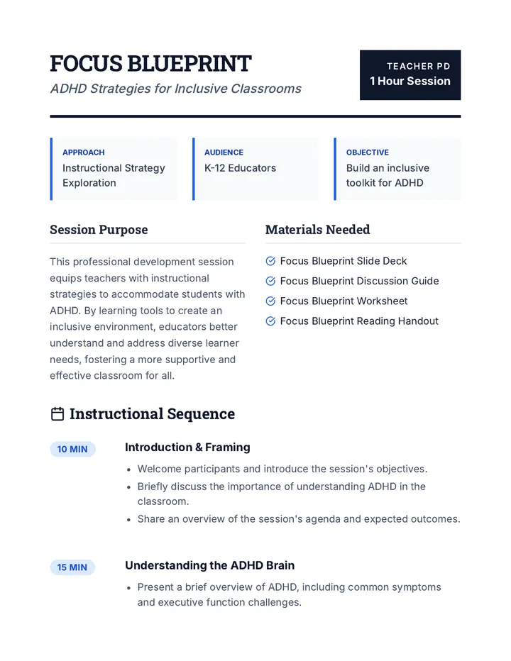 Focus Blueprint Lesson Plan