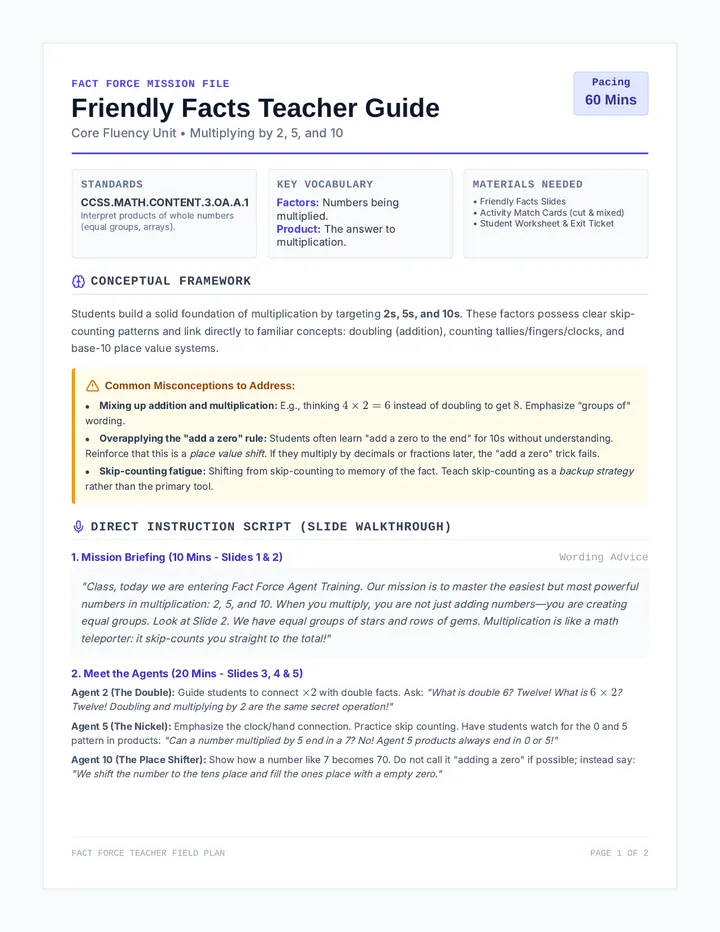 Friendly Facts Teacher Guide