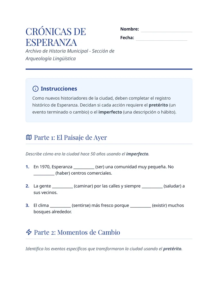 Esperanza History Worksheet