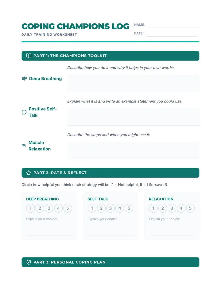 Coping Strategies Worksheet