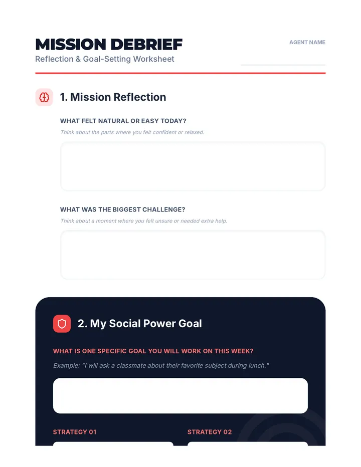 Social Superpowers Reflection Worksheet