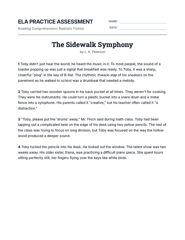 The Sidewalk Symphony Practice Test Document