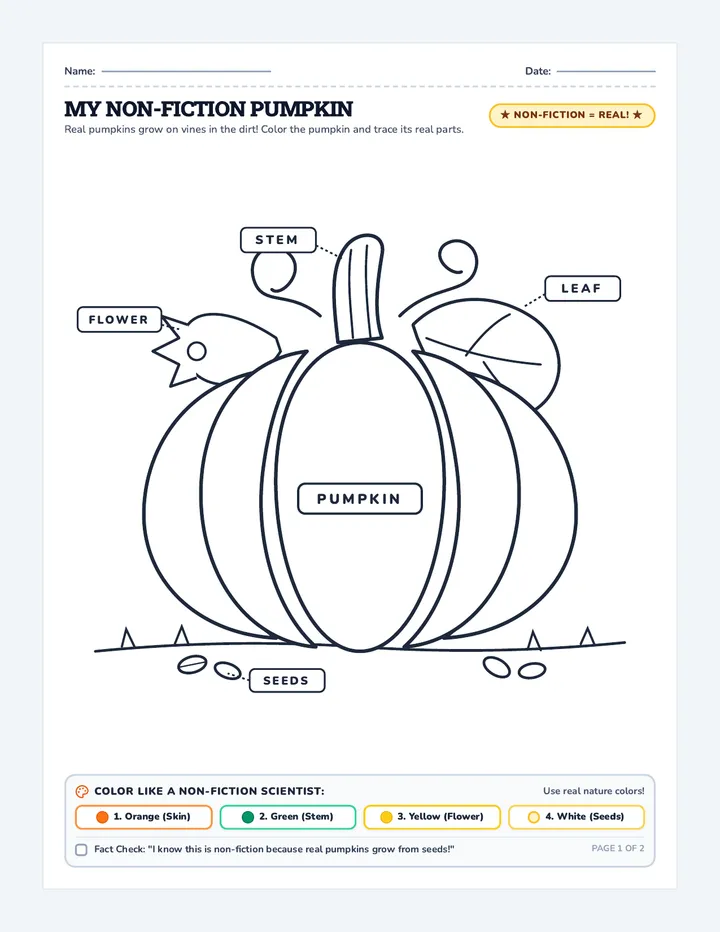 Pumpkin Facts Coloring Page