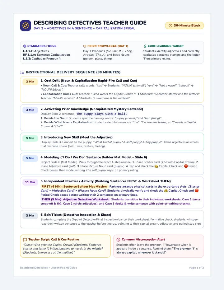 Describing Detectives Teacher Guide