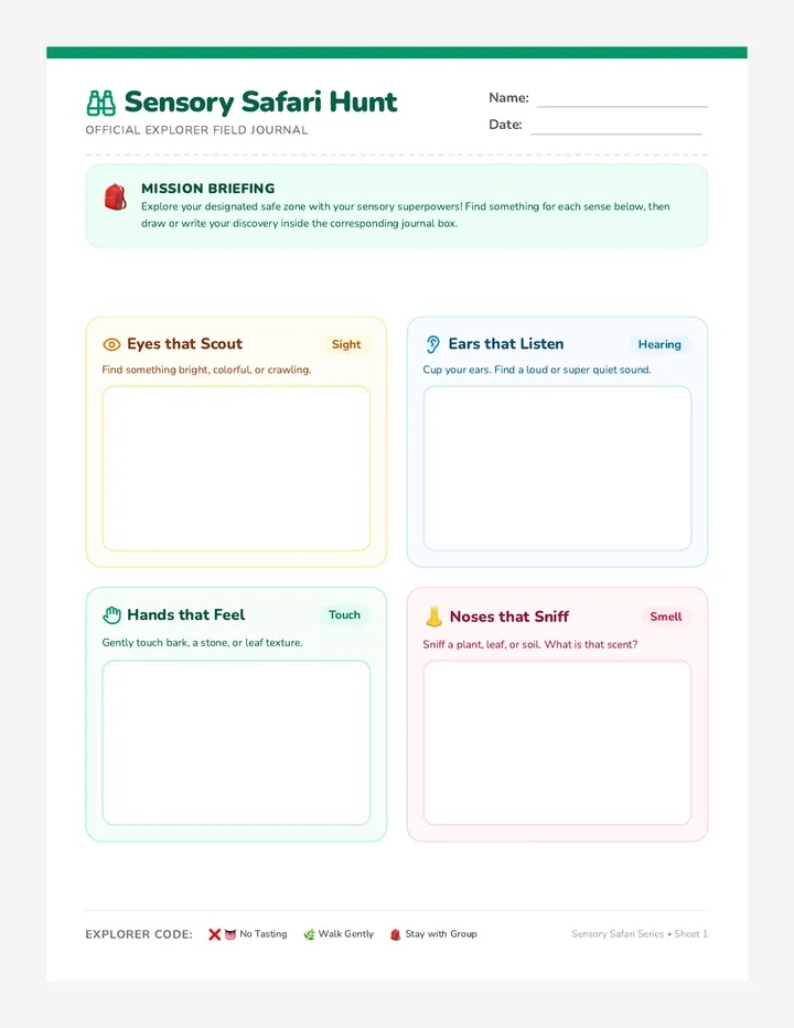 Sensory Safari Worksheet