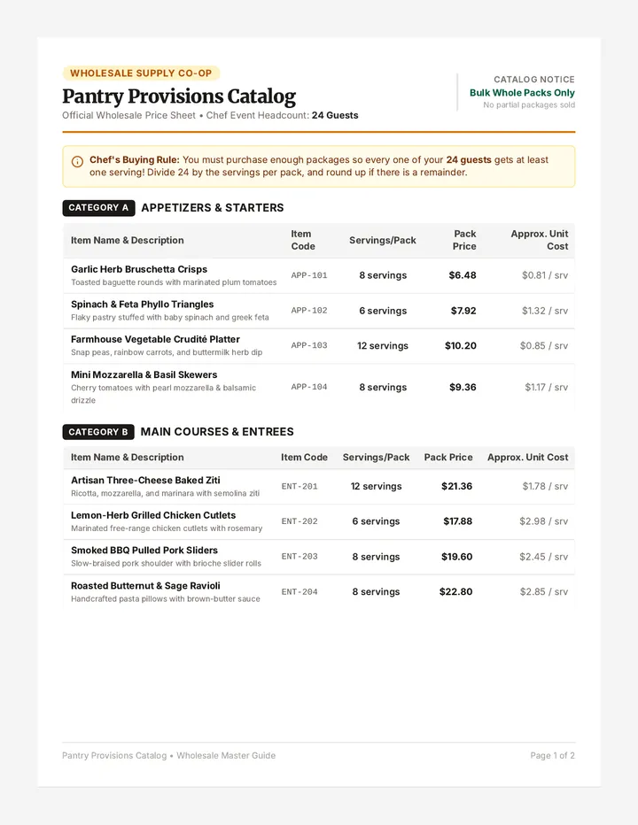 Pantry Provisions Catalog