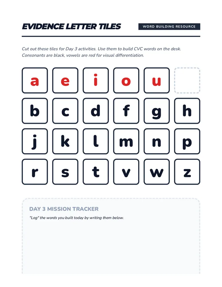 Evidence Letter Tiles Resource