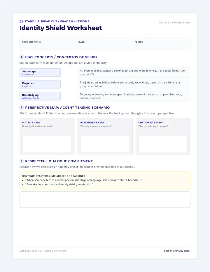 Identity Shield Worksheet