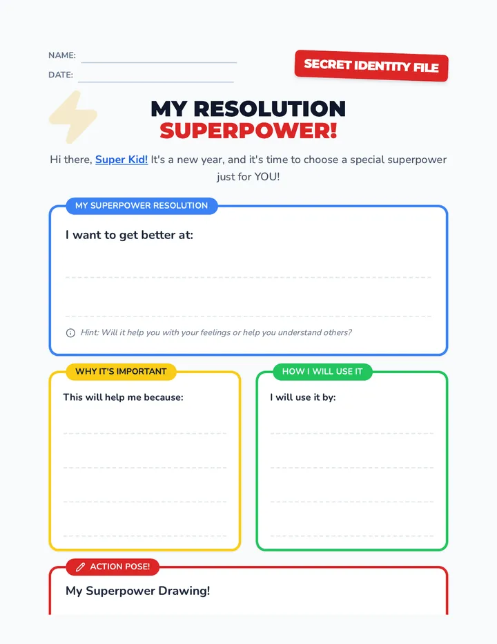 Superpower Resolution Worksheet