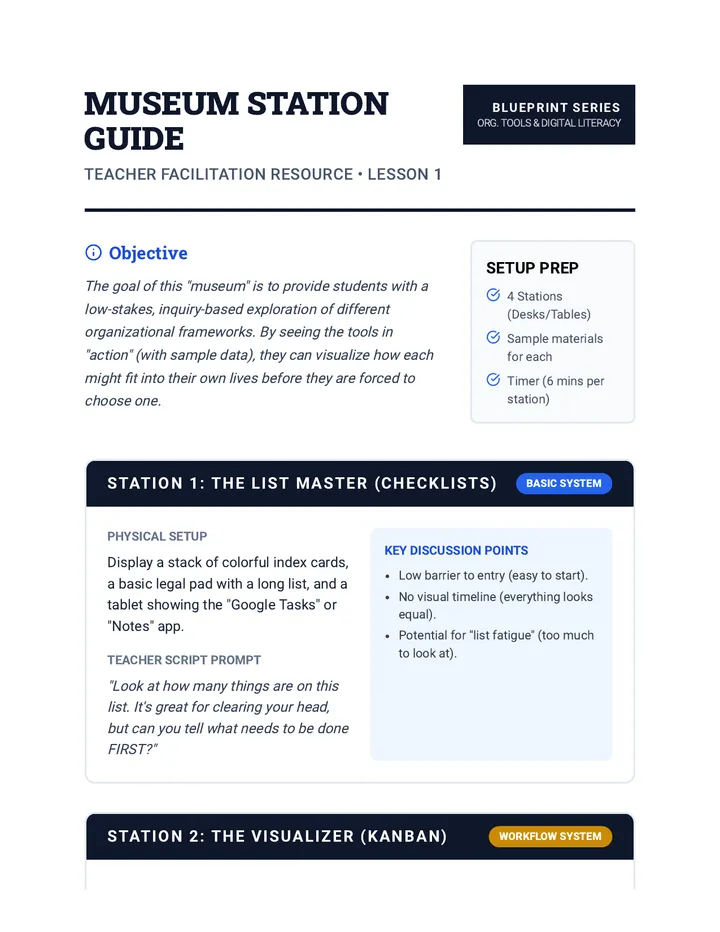 Museum Station Teacher Guide