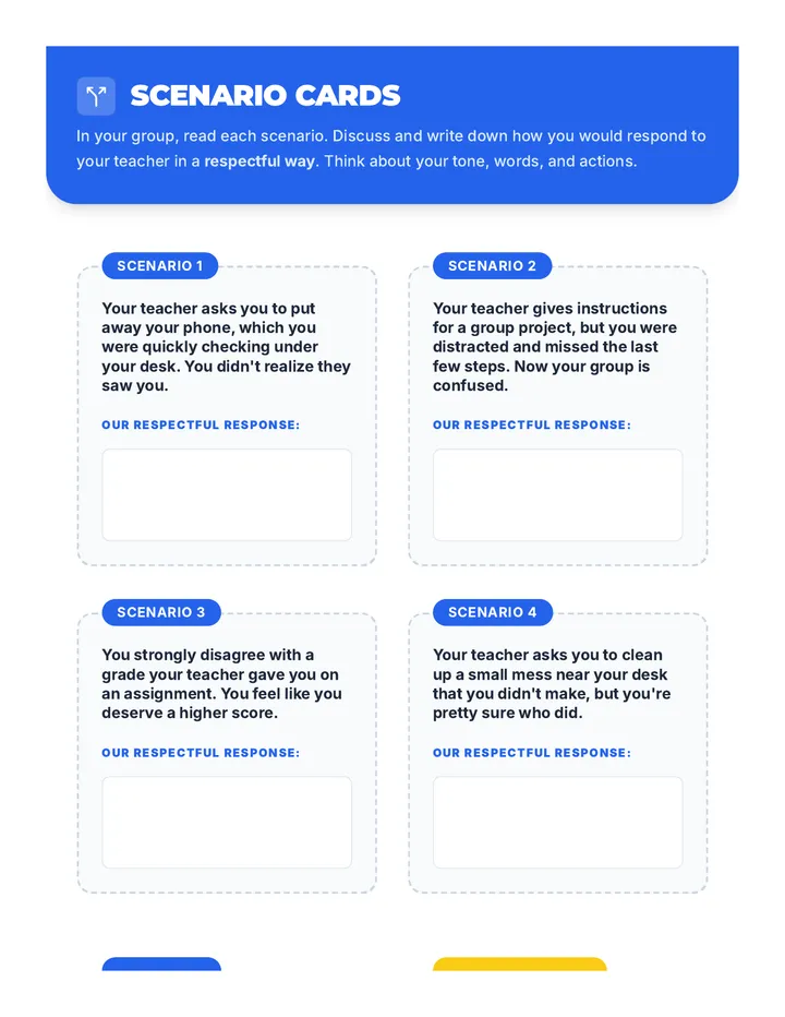 Respect Scenario Cards