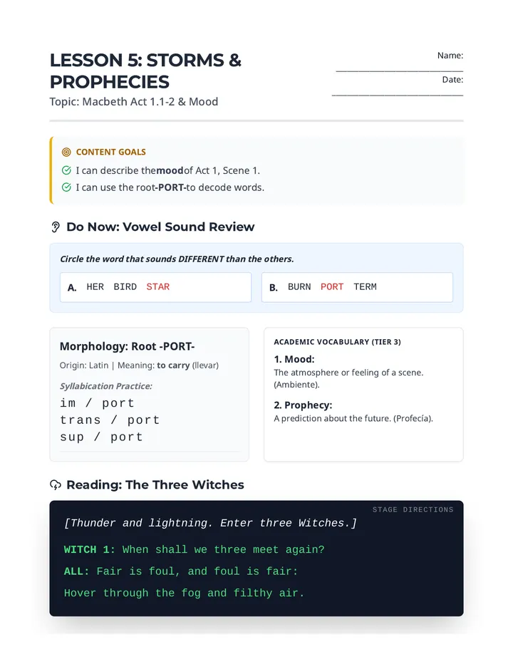 Storms and Prophecies Handout