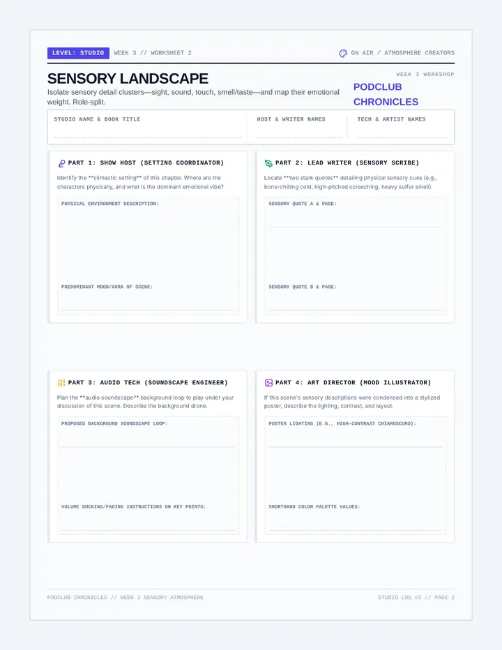 Sensory Landscape Worksheet