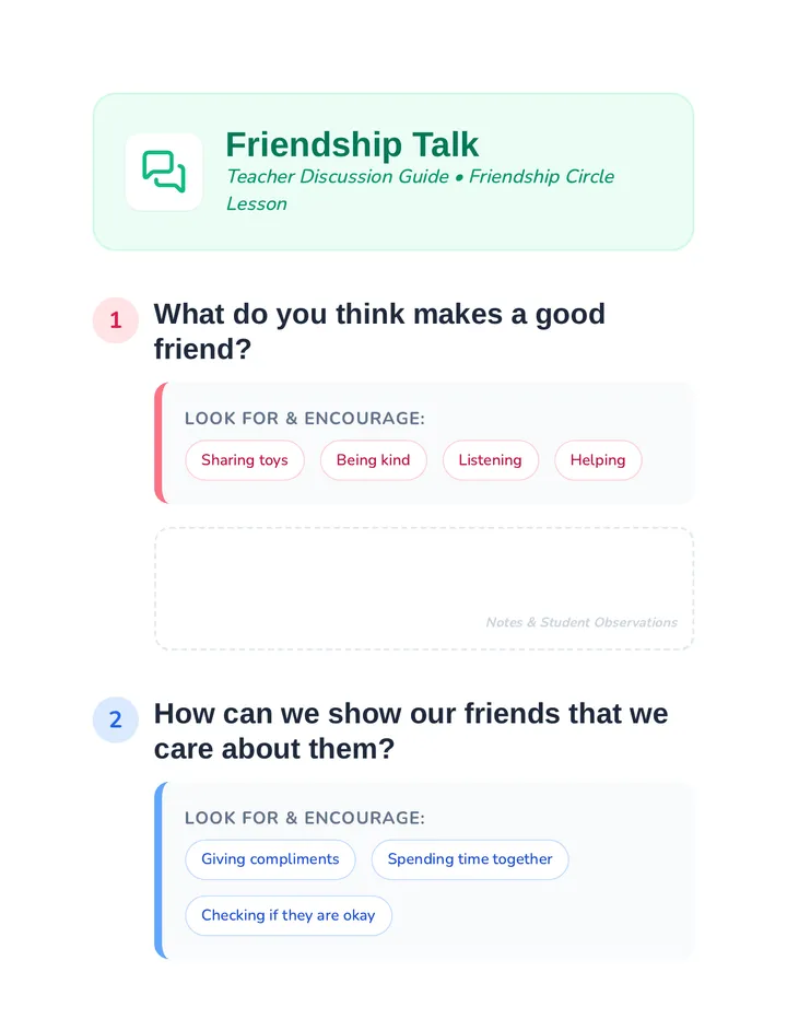 Friendship Talk Discussion Guide
