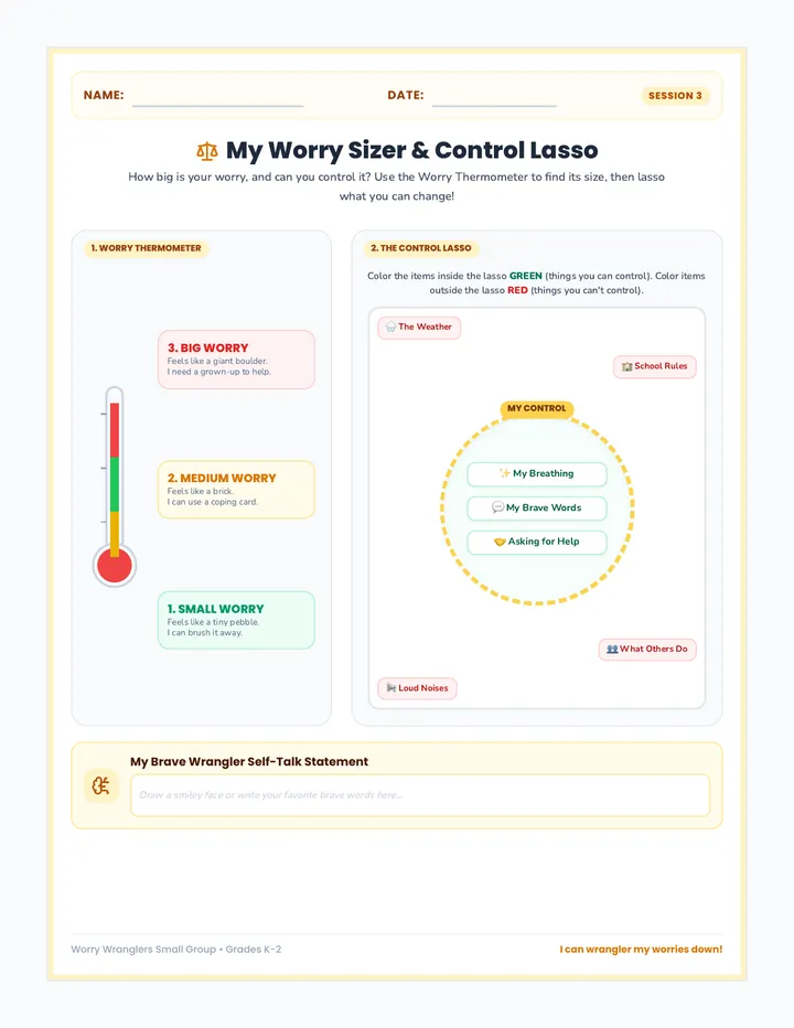 Worry Sizers Worksheet