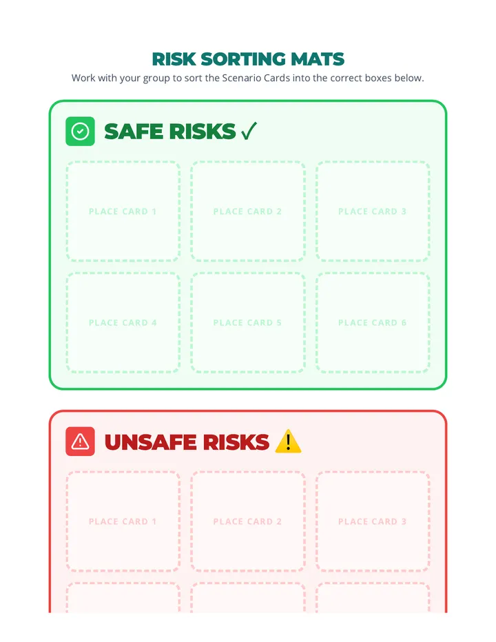 Safe vs Unsafe Sort Mats Activity