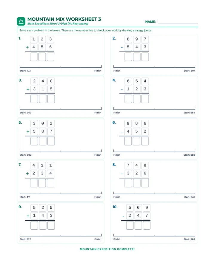 Mountain Mix Worksheet 3