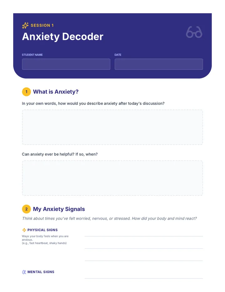 Anxiety Decoder Worksheet