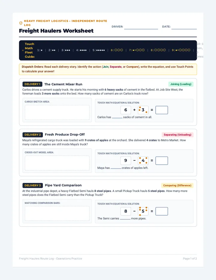 Freight Haulers Worksheet
