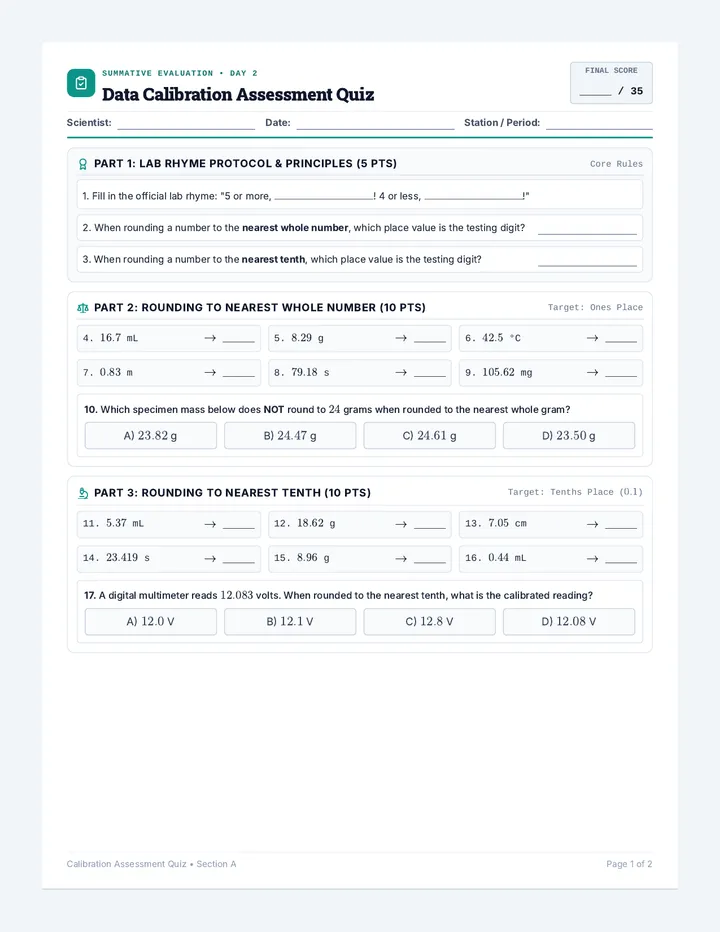 Data Calibration Assessment Quiz