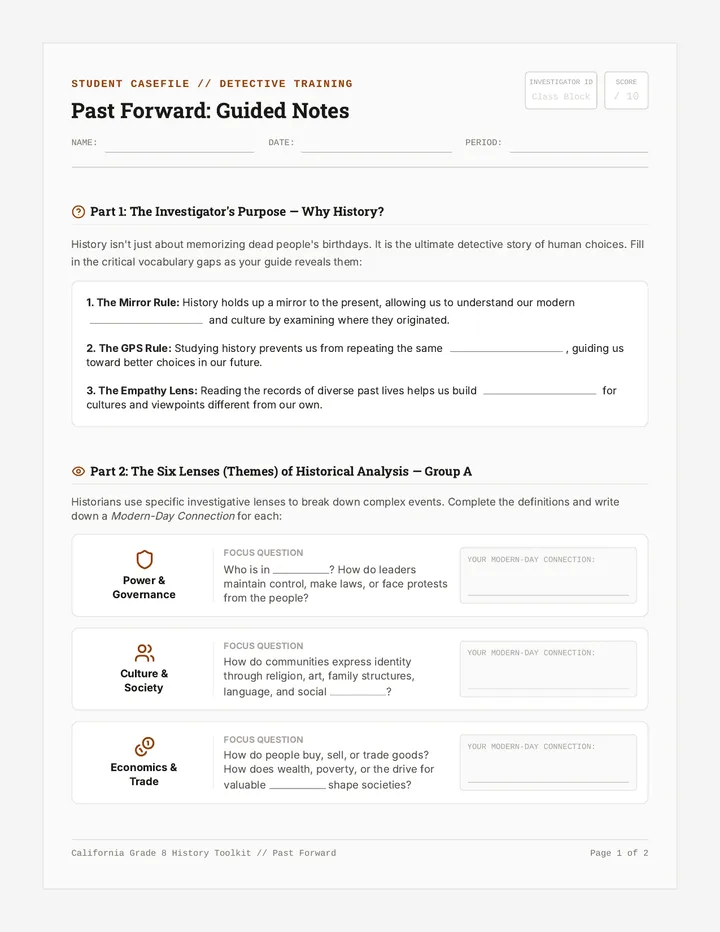 Past Forward Guided Notes