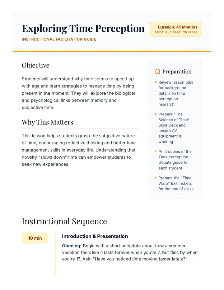 Exploring Time Perception Lesson Plan