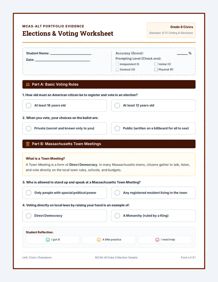 Elections and Voting Portfolio Worksheet