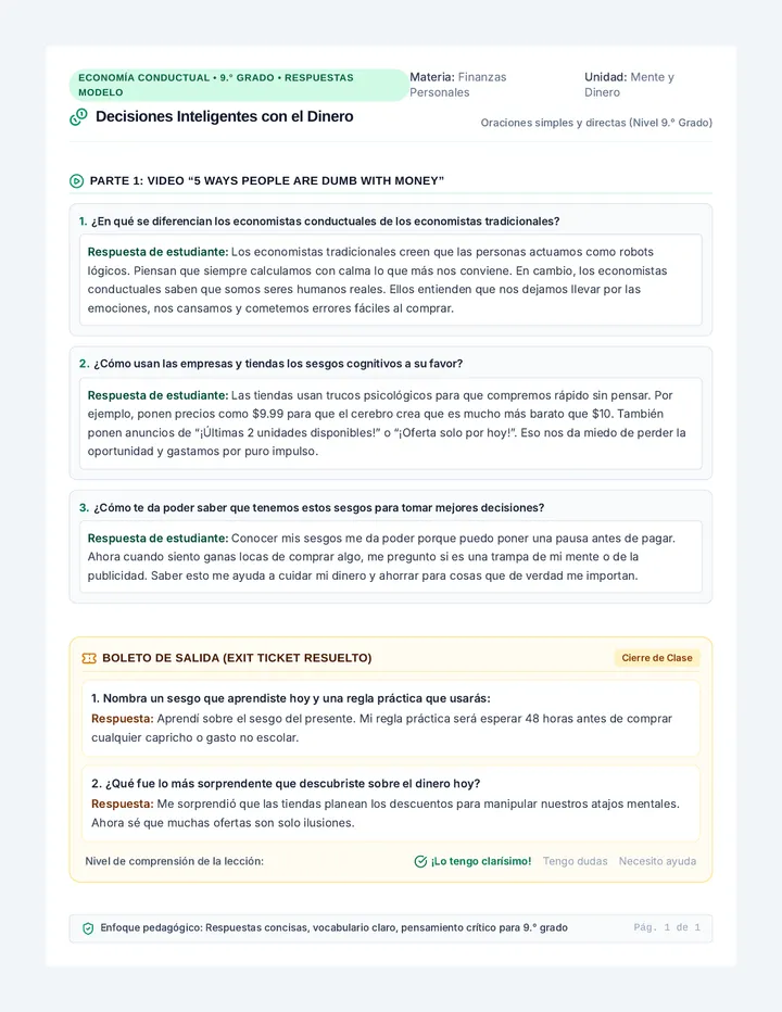 Errores del Dinero Respuestas