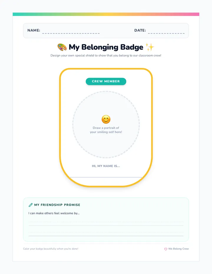 Belonging Badge Worksheet