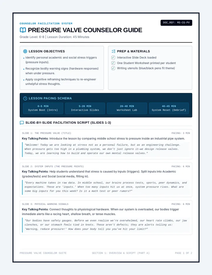 Pressure Valve Counselor Guide page 1
