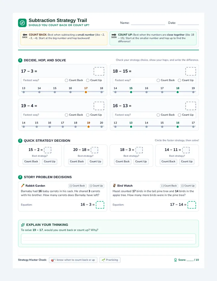 Number Hop Practice Page
