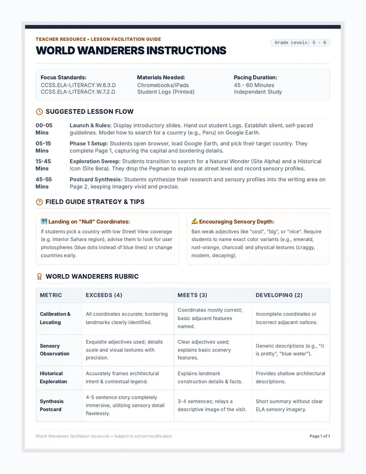 World Wanderers Teacher Guide