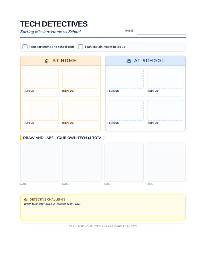 Tech Sort Worksheet