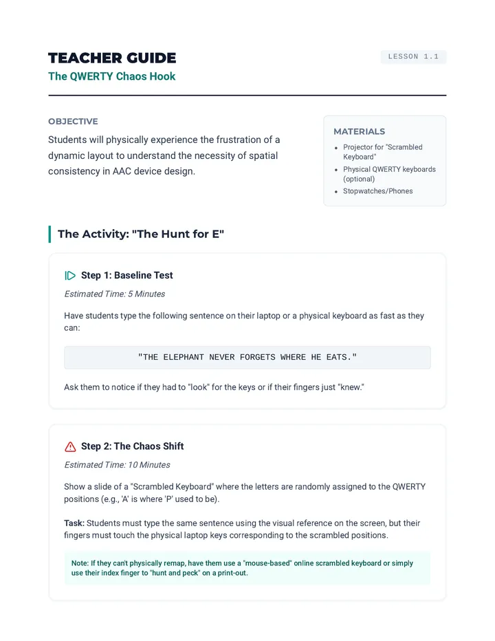 The QWERTY Chaos Teacher Guide