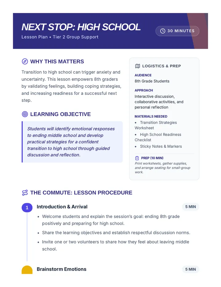 Next Stop Lesson Plan