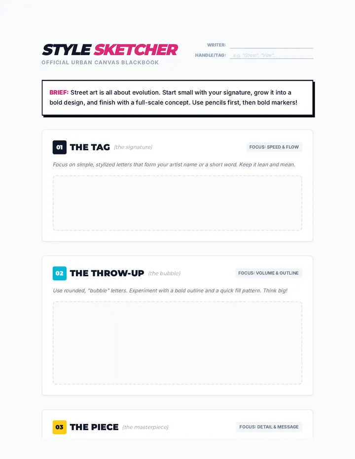 Style Sketcher Worksheet