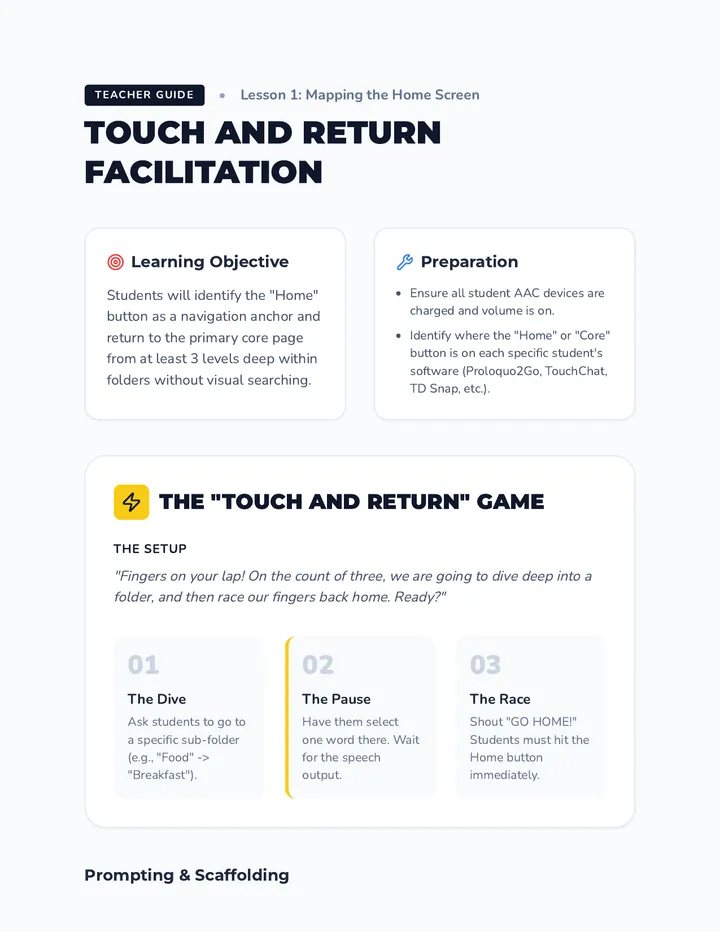 Touch and Return Teacher Guide