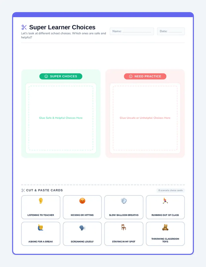 Super Learner Sorting Worksheet
