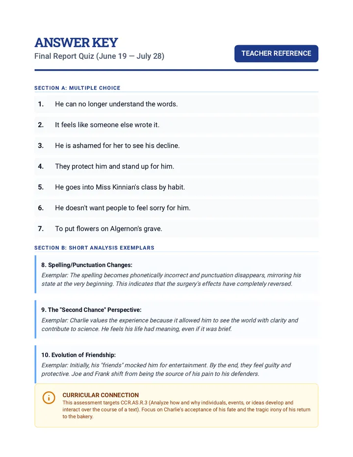 Final Report Answer Key