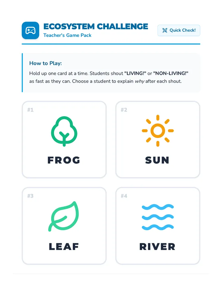 Ecosystem Challenge Game Cards