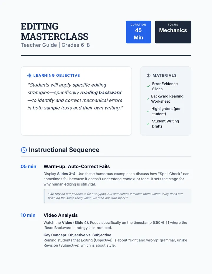 Editing Masterclass Teacher Guide