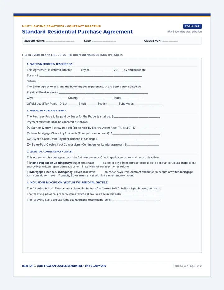 Sales Contracts Worksheet