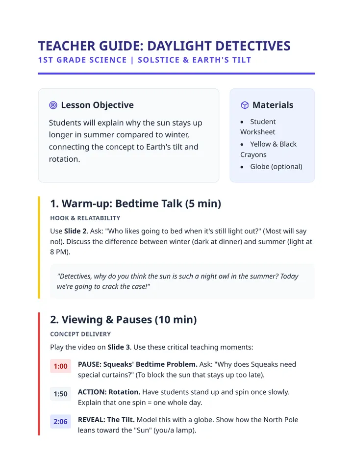 Daylight Detectives Teacher Guide