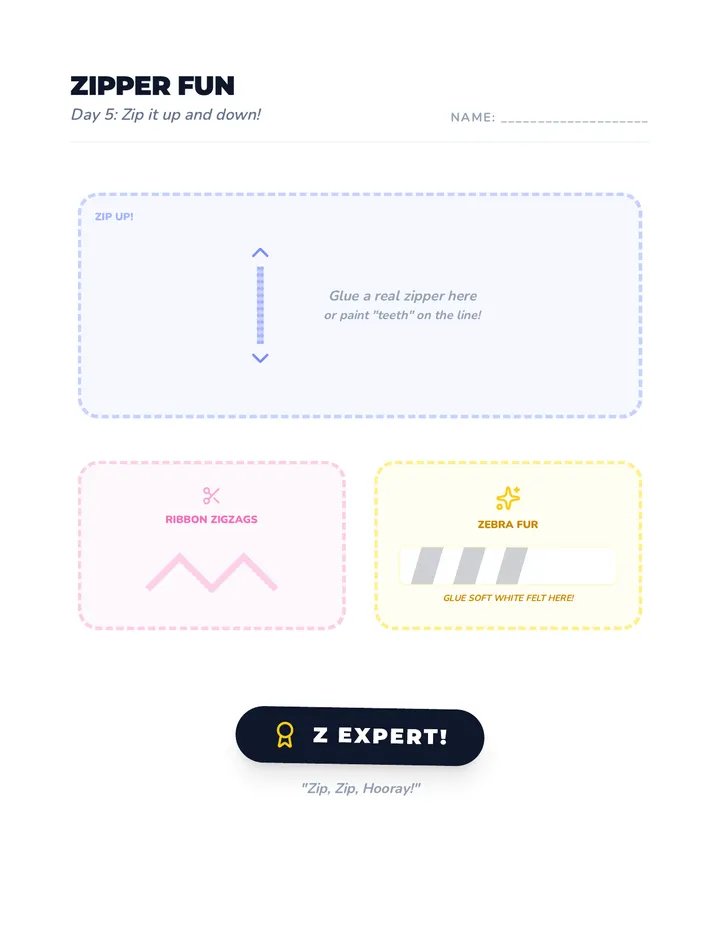 Zipper Fun Worksheet