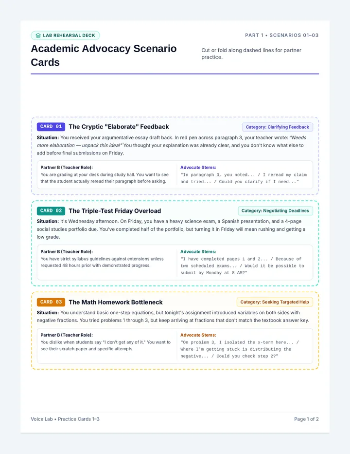 Advocacy Scenarios Activity Cards