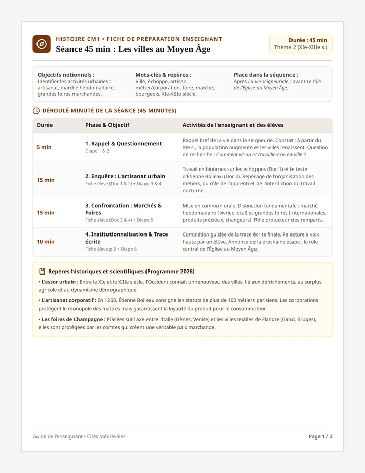 Cités Médiévales Guide Pédagogique