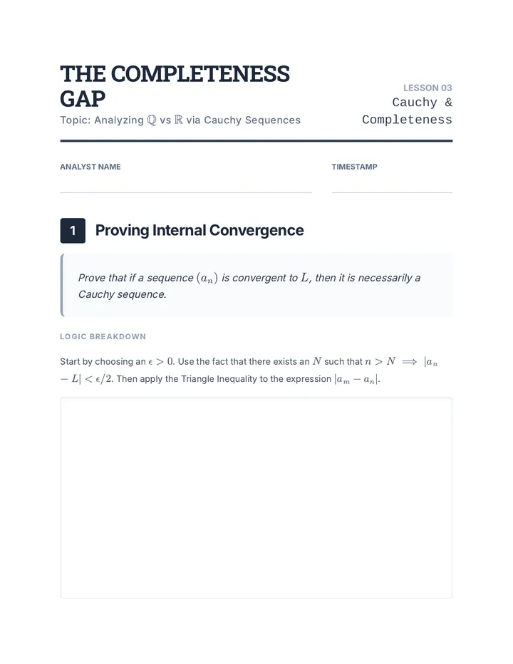 Completeness Comparison Worksheet