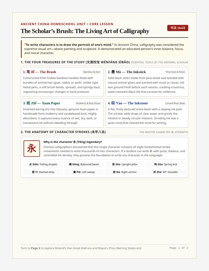 Scholar Brush Lesson Handout